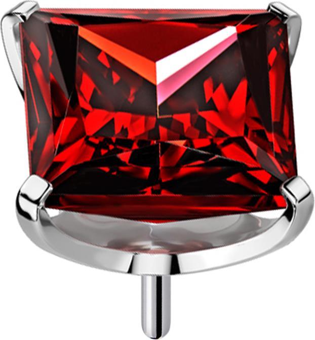 Produktbild Star Piercing Threadless silber mit quadratischem Kristall rot gefasst (ohne Messing, Titan G23)