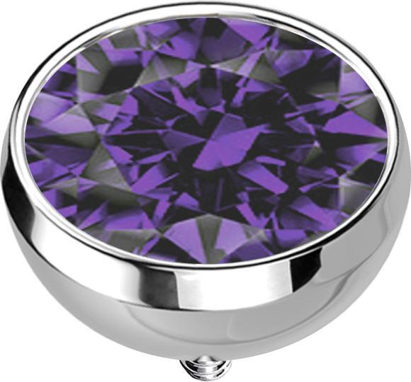 Star Piercing Dermal Anchor Halbkugel silber mit Kristall tanzanite (ohne Messing, Titan G23)