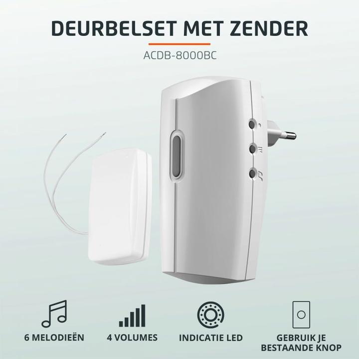 Image du produit Klikaan Klikuit KLIKAANKLIKUITÂ® Plug-in draadloze deurbelset met zender ACDB-8000BC wit (Sans fil)