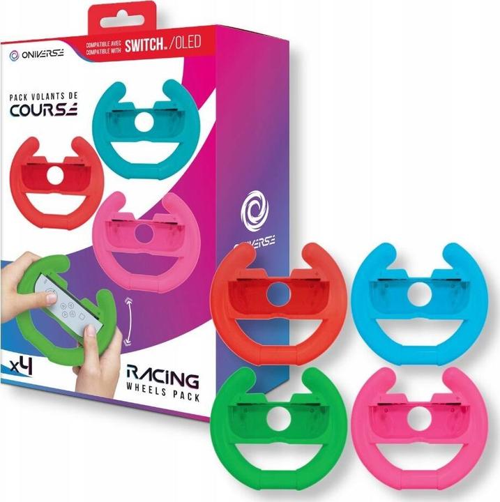 Produktbild Oniverse Pack of 4 Racing wheel controller holders - Blue/Red/Green/Pink (Switch)