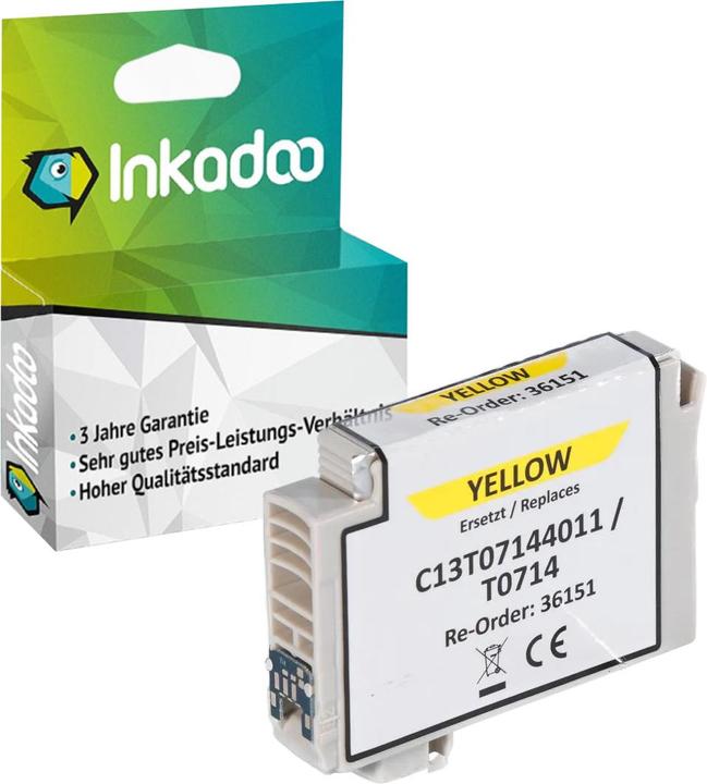 Produktbild Inkadoo Druckerpatronen kompatibel zu Epson C13T07144011 / T0714 Tintenpatrone, gelb Gelb (Y)