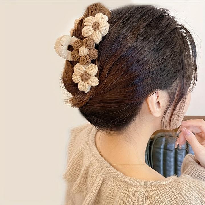 Image du produit Activity Board Pince à cheveux à décor floral vintage, pince à requin tricotée automne et hiver, accessoires pour (1 pcs)