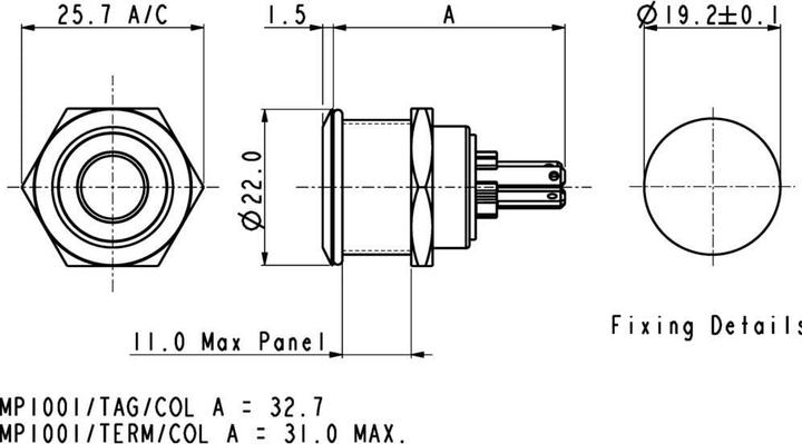 Produktbild Bulgin Drucktaster PB rot LED IP66