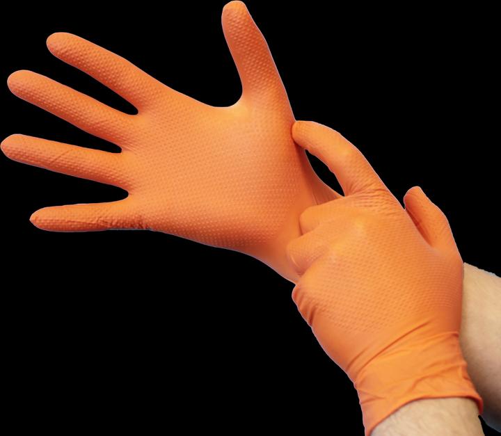 Produktbild Meditrade Industrade® unisex Einmalhandschuhe Nitril® StellarGrip Orange orange Grösse M 50 St. (M)