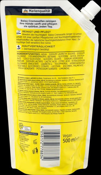 Image du produit dm Balea Cremeseife Ginger & Lemon (Savon liquide, 500 ml)