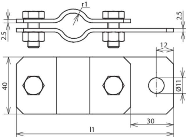 Actual product image Dehn Earthing pipe clamp D 42mm w. 410349