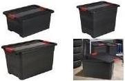 OKT Aufbewahrungsbox "Box Solido", 24 Liter, graphite/rot mit Deckel, Deckel mit Schiebeverschluss (24 l)