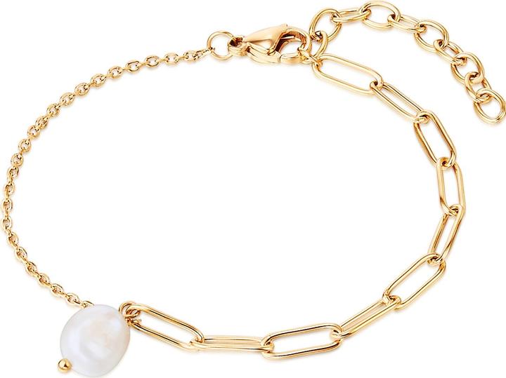 Image du produit Valero Pearls Femme Acier inoxydable Perle d'eau douce de culture or jaune 17,0 cm Longueur de base + 4,0 cm (17 cm, Acier inoxydable)