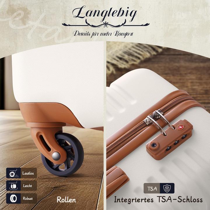 Immagine prodotto Coolife 5-teiliges Reisekoffer-Set (Bagaglio a mano (fino a 50 litri), M (50 - 90l), L (90 - 115l))