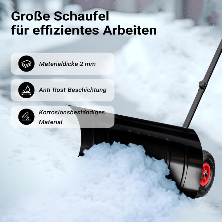 Produktbild Wiltec Schneeschieber mit Rädern 74x43cm Schneeschaufel Stahl Schneeschippe