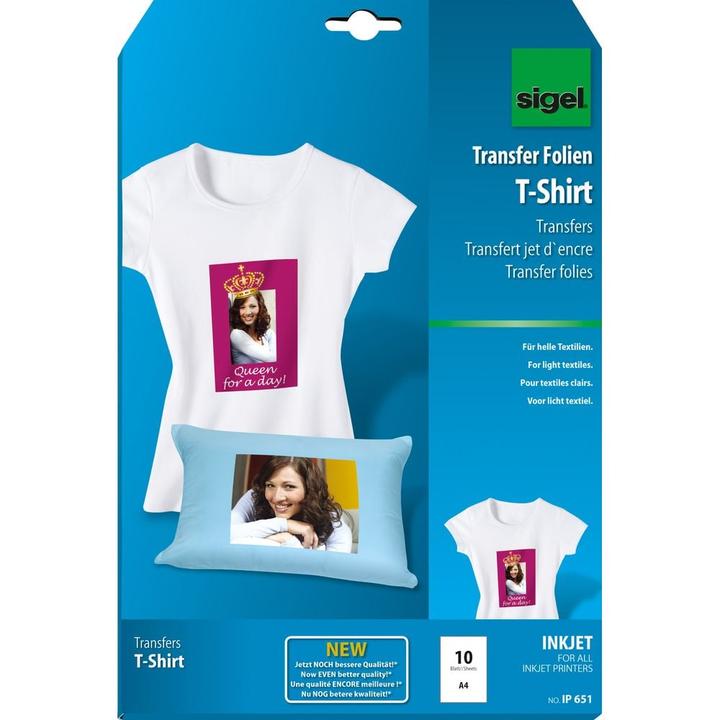 Image du produit Sigel Films de transfert à jet d'encre pour T-shirts (197 g/m², 10 x)