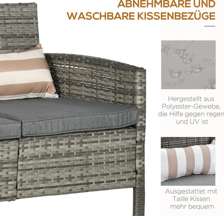 Produktbild Outsunny Rattan Loungesofa als 3-Sitzer