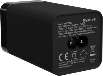 Actual product image eSTUFF Multi charger PD65W 2C+2A (65 W)