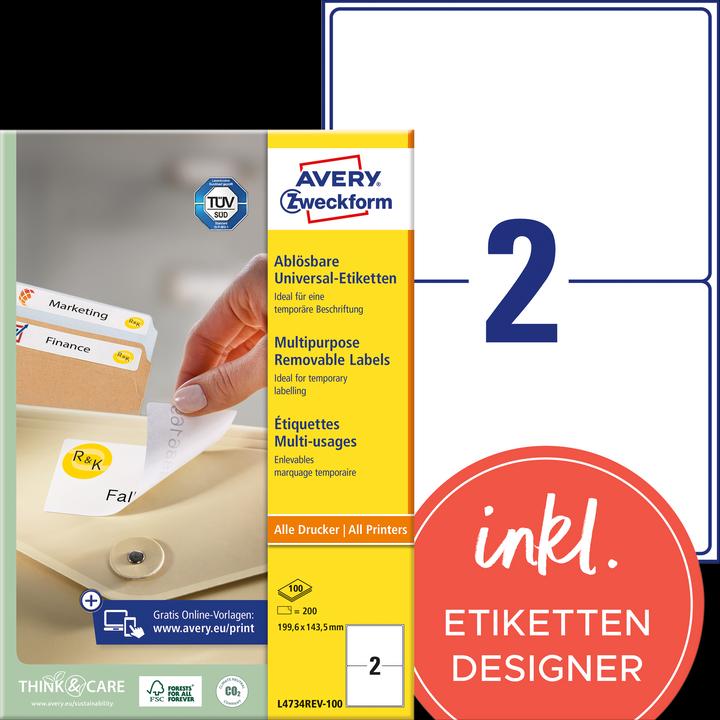 Produktbild Avery Universal-Etiketten, ablösbar
