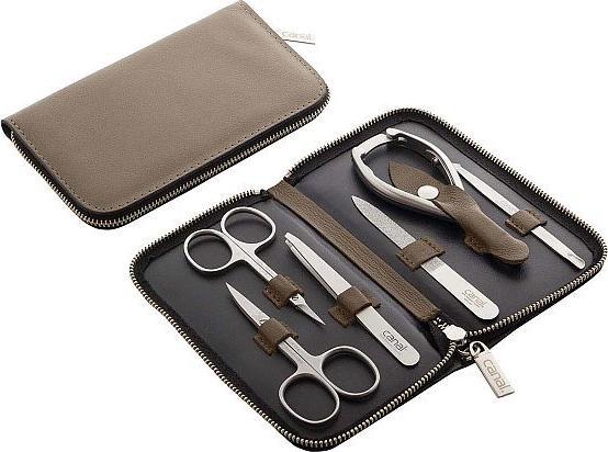 Canal instrumente Reissverschluss-Etui aus Spaltleder (Beige) 5375