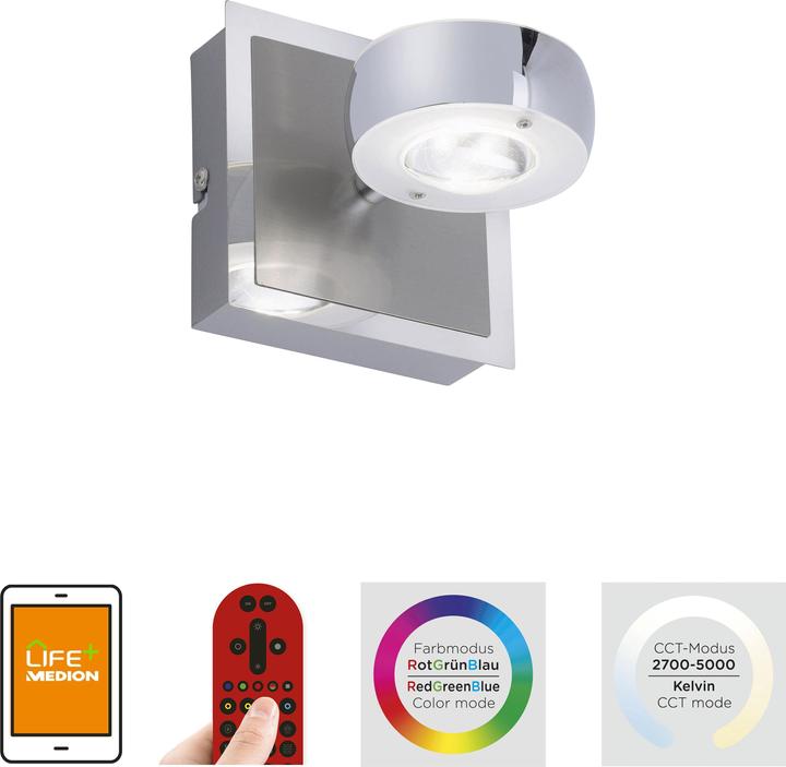 Actual product image Leuchten Direkt Wall light steel2xLEDBoard27005000KIndoor lightIP20 (560 lm)