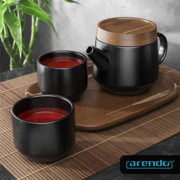 Produktbild Arendo Teeservice Keramik, Teekannen Set 0,6 L, japanisches Design, Teesieb, für 2 Personen, 2x Teetassen (0.60 l)