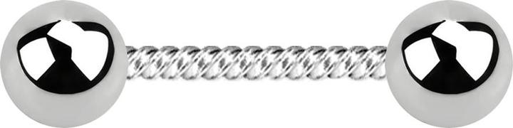 Star Piercing Micro Barbell silber geflochten mit zwei Kugeln (Chirurgenstahl 316L, ohne Messing)