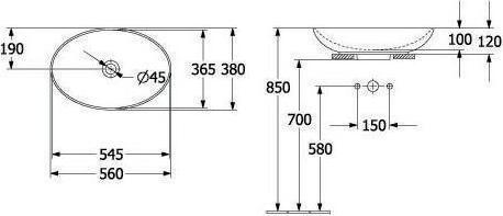Image du produit Villeroy & Boch Vasque à poser V&B LOOP & FRIENDS sans vidage 560x380mm blanc (380 mm, 560 mm)