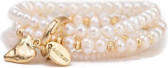 Andreani Armband aus echten Süsswasserperlen breit mit Herzanhänger von (19 cm)