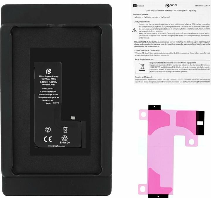 Actual product image prio Battery for Apple iPhone 11 Pro (Universal APN) (Rechargeable battery, iPhone 11 Pro)