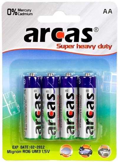 Produktbild Arcas 107 00406 - Einwegbatterie - AA - Zink-Karbon - 1,5 V - 4 Stück(e) - 960 mAh (4 Stk., AA, 960 mAh)