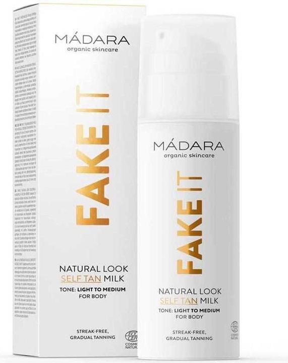 Madara Self Tan Milk FAKE IT for Body "Màdara Selbstbräunermilch für den Körper" Hell bis Mittel - (Selbstbräunungsschaum, 150 ml)