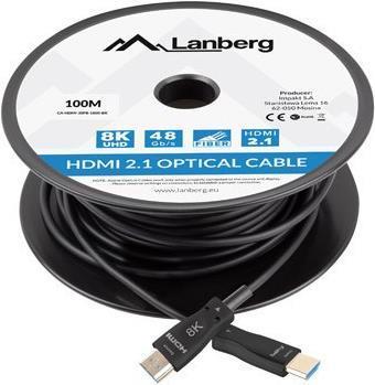 Image du produit Lanberg Câble HDMI M/M v2.1 100M 8K czarny optyczny AOC (100 m, HDMI)
