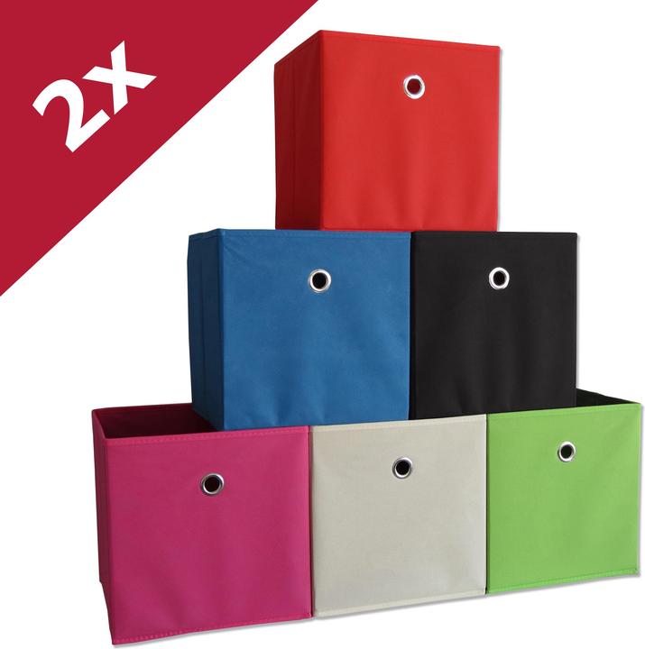 VCM Set of 2 fabric folding box folding boxas (27 x 27 x 28 cm)