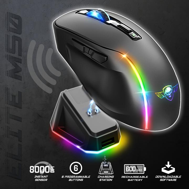 Productafbeelding Spirit Of Gamer Elite M50 DARK draadloze gamingmuis (Draadloze)