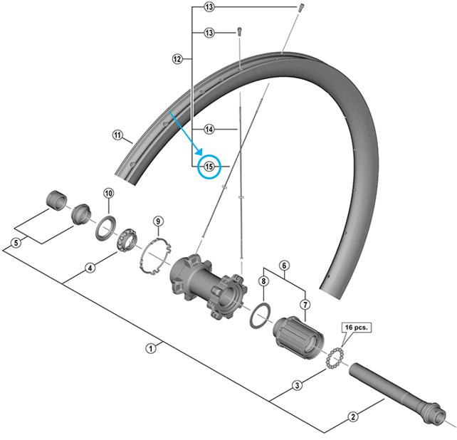 Shimano Spoke WH-R8170-C36-TL-H 267mm rear tubeless