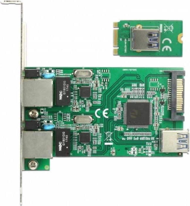 Produktbild Delock Converter M.2 Key B+M male > 2 x Gigabit LAN (M.2 A Key)