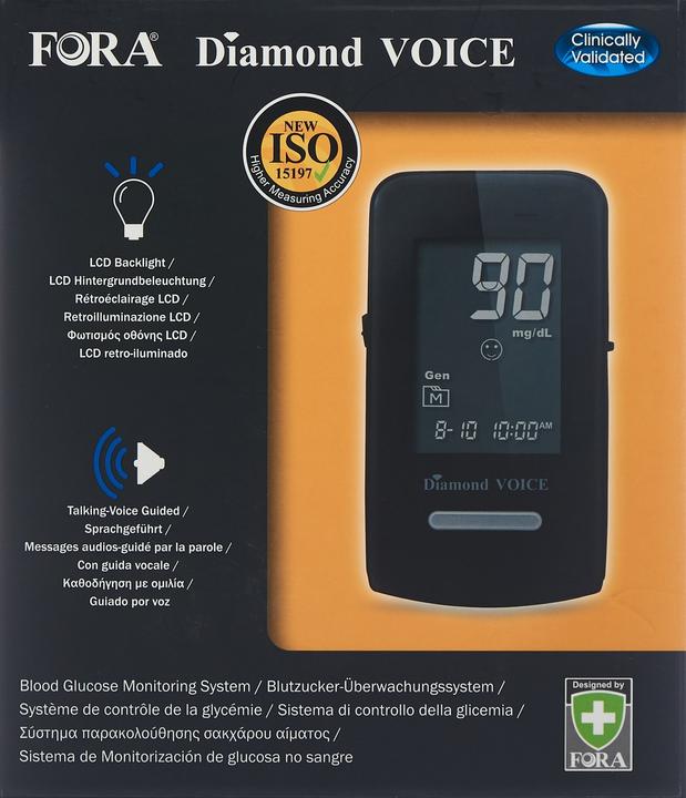 Actual product image Fora Diamond VOICE with voice guidance DE/EN mmol/L (Glucose monitors)