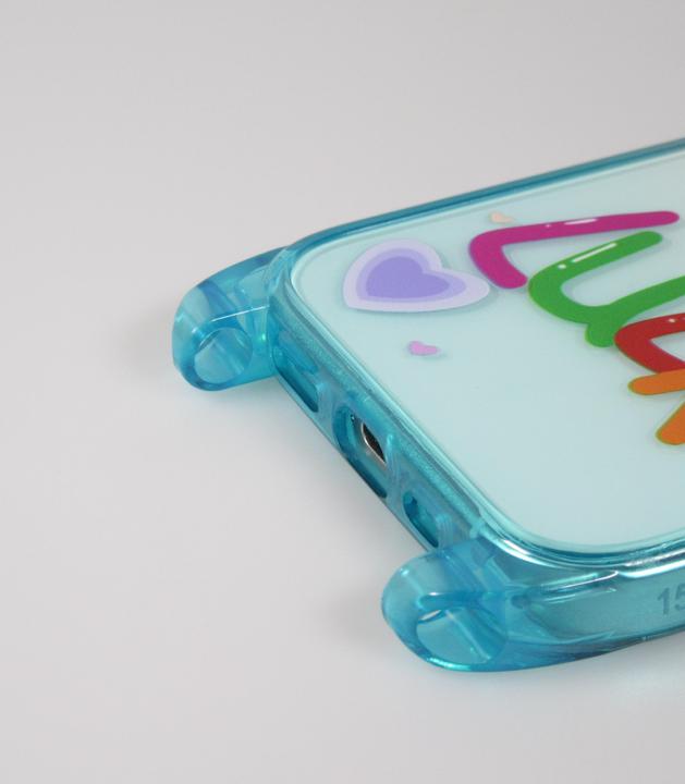 Image du produit PhoneLook Coque Gel transparent WISH ME LUCK avec crochet pour lanière (sans lanière) /bleu (Apple iPhone 15 Pro Max)