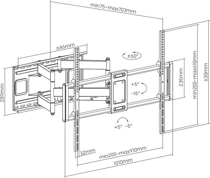 Actual product image Value Full-Motion (Wall, 120", 120 kg)