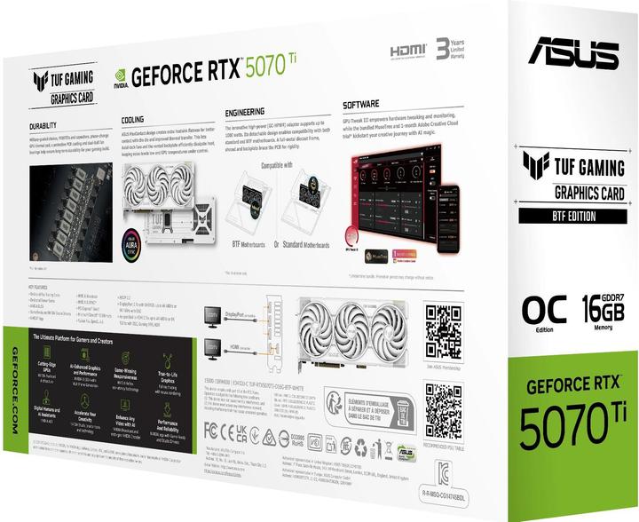 Actual product image ASUS TUF Gaming GeForce RTX 5070 Ti BTF White OC Edition (16 GB)