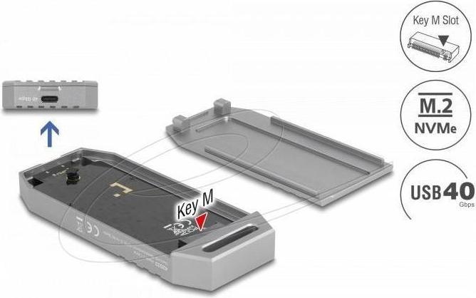 Image du produit Delock M.2 NVMe SSD Gehäuse USB 40 Gbps - werkzeugfrei (M.2 2280)