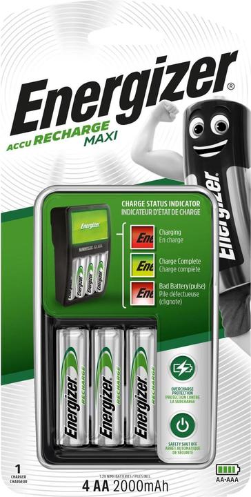 Image du produit Energizer Recharge Maxi (4 pcs, AA, 2000 mAh, Piles rechargeables + chargeur)
