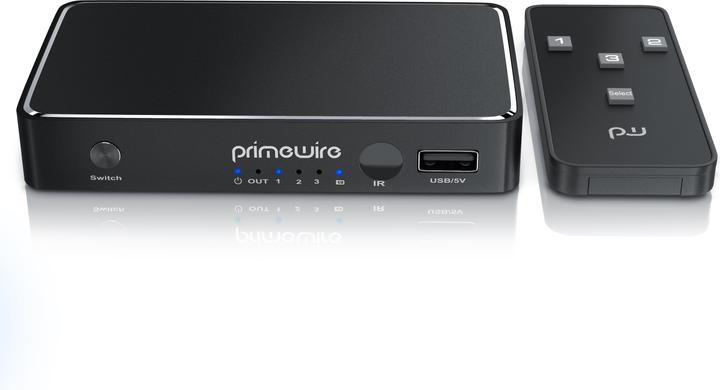 Primewire HDMI Switch 4k 60Hz Ultra HD, 2 Port, Verteiler mit Fernbedienung, 4K, 3D, CEC, ARC