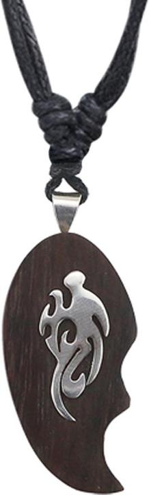 Star Piercing Halskette schwarz Anhänger Tribal Flamme aus Narra Holz (Organisch, ohne Messing, 925 Sterlingsilber)