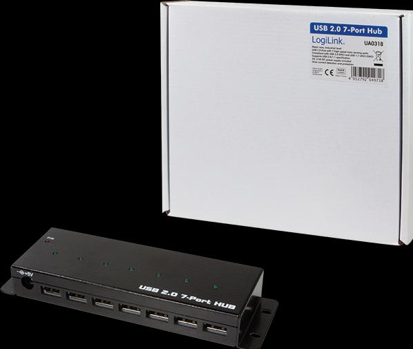 Produktbild LogiLink USB 2.0 Hub, 7-Ports, Industrieausführung (USB-A, 7 Ports)