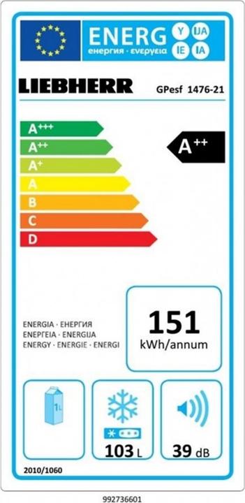 Energy Label Liebherr Freezer GPesf 1476 Premium A++ (Stand-alone, 106 l)