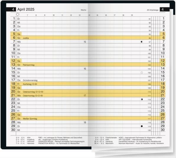 Actual product image Rido Pocket calendar mini planner d15 8,7x15,3cm 1 month/2 pages plastic black 2025 (German)