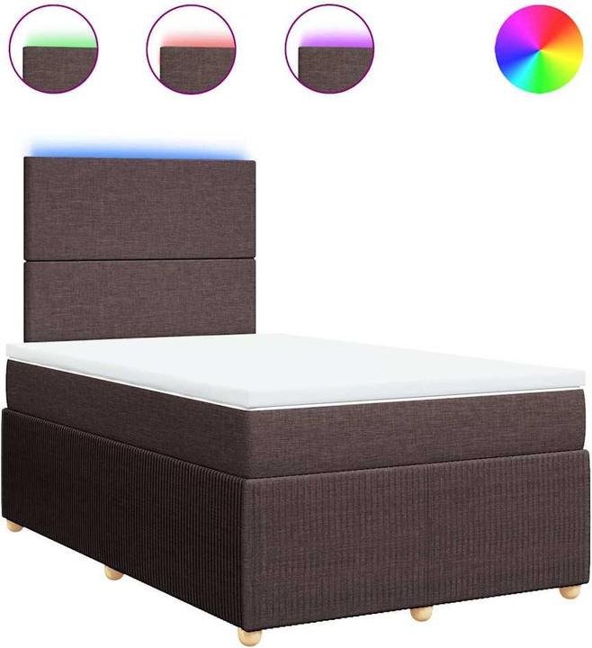 Produktbild VidaXL Boxspringbett Polsterbett Bett mit Matratze Dunkelbraun 100x200cm Stoff (100 x 200 cm, 100 x 200 cm)