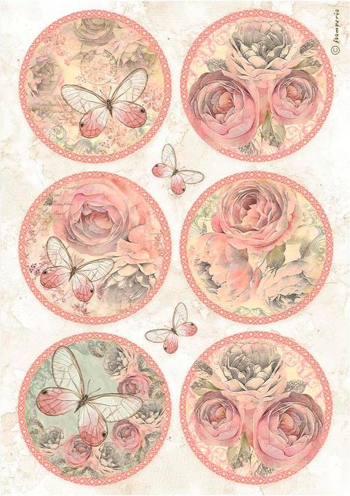 Produktbild Stamperia Motiv-Strohseide "Shabby Rose - Motivkreise", DIN A4 (28 g/m², 1 x)