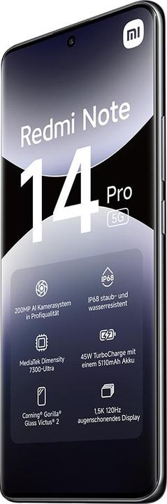 Produktbild Xiaomi Redmi Note 14 Pro 5G (512 GB, Midnight Black, 6.67", Dual SIM, 5G)