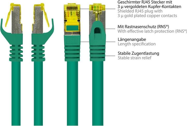 Produktbild Good Connections RJ45 Patchkabel mitCat.7 Rohkabel und Rastnasenschutz (RNS®), S/FTP, PiMF, halogenfrei, 600MHz, OFC (S/FTP, CAT7, 0.50 m)