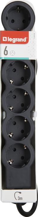 Actual product image Legrand Flat socket strip 6x socket, 3 metre cable Black 694566 (6 x, CEE 32/3, 3 m)
