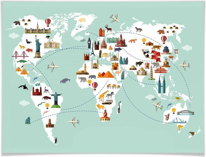Image du produit Trenddeko Voyager dans le monde (80 x 60 cm)