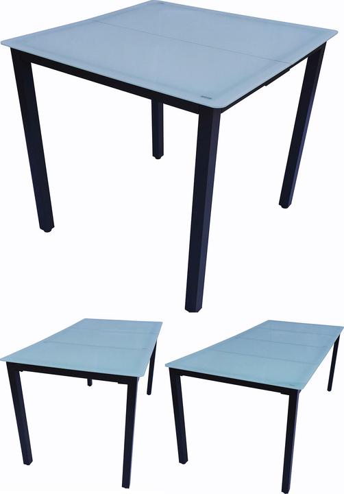 VCM Alu Tisch Glas Esstisch Gartentisch Balkontisch Gartenmöbel Mattglas (190 cm)